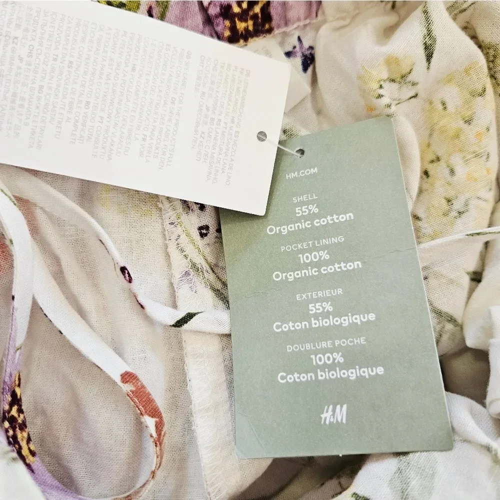 NWT H&M Linen Collection Wildflower Meadow Lace Back Square Neck Floral Romper S